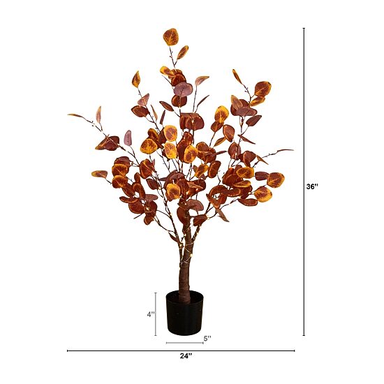 Nearly Natural 3ft Pre-Lit Eucalyptus Fall Lighted Indoor Artificial Tree