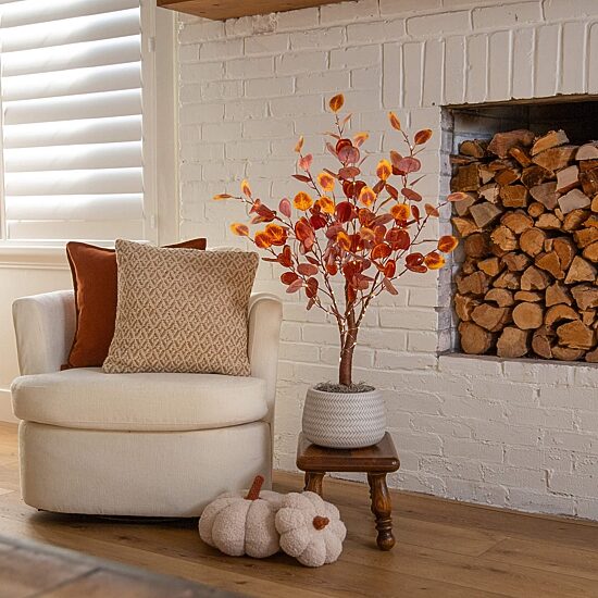 Nearly Natural 3ft Pre-Lit Eucalyptus Fall Lighted Indoor Artificial Tree