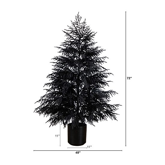 Nearly Natural 6ft Halloween Black Norfolk Pine Indoor Artificial Tree