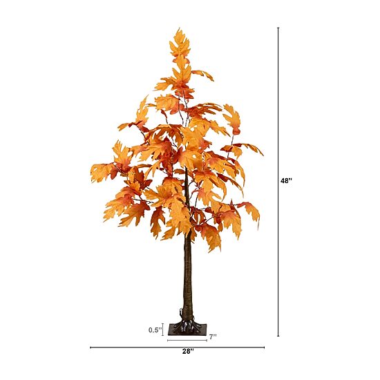 Nearly Natural 4ft Pre-Lit Autumn Maple Lighted Indoor Artificial Tree