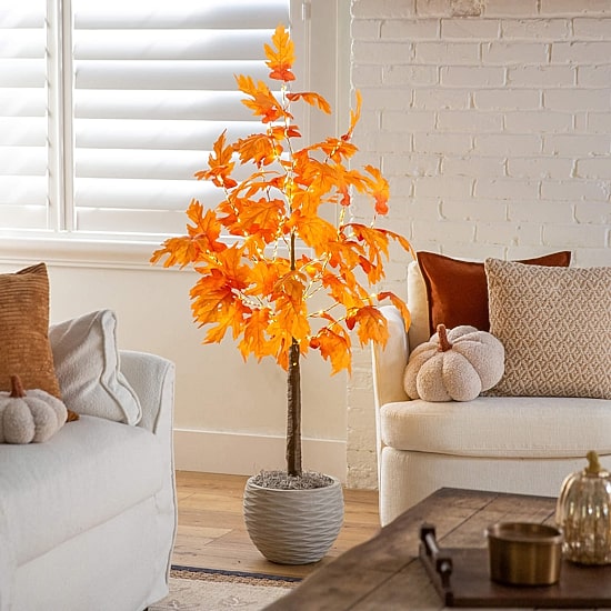 Nearly Natural 4ft Pre-Lit Autumn Maple Lighted Indoor Artificial Tree