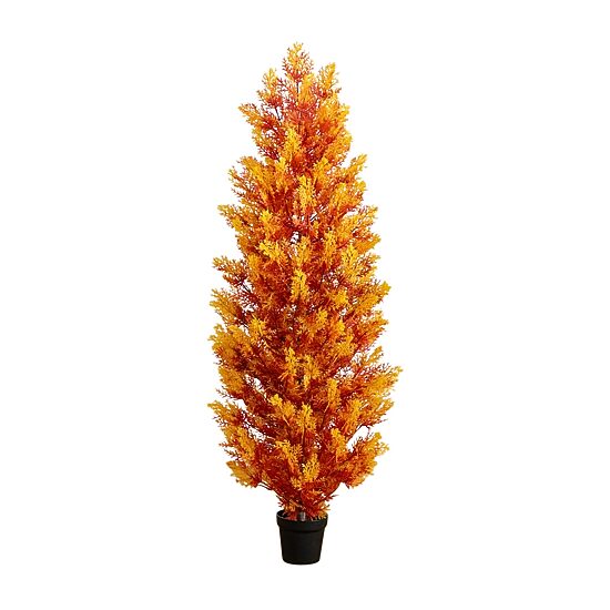 Nearly Natural 5ft Uv Resistant Fall Cedar Indoor Outdoor Artificial Tree