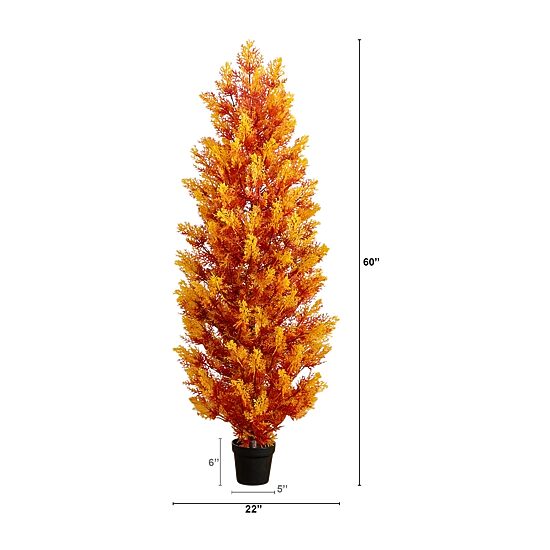 Nearly Natural 5ft Uv Resistant Fall Cedar Indoor Outdoor Artificial Tree