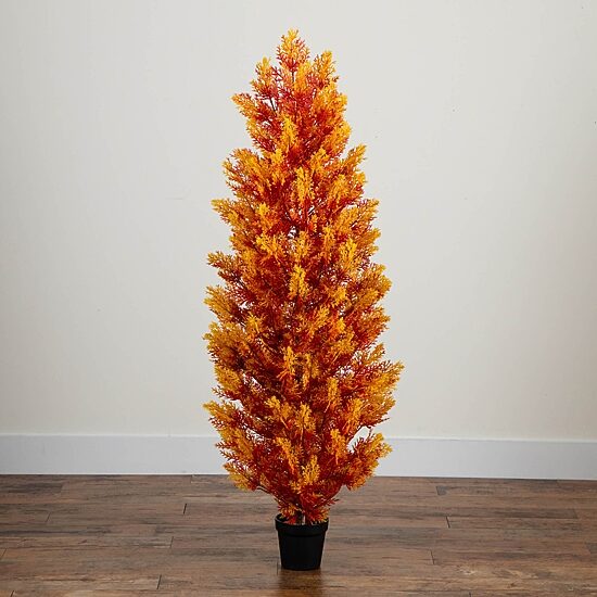 Nearly Natural 5ft Uv Resistant Fall Cedar Indoor Outdoor Artificial Tree