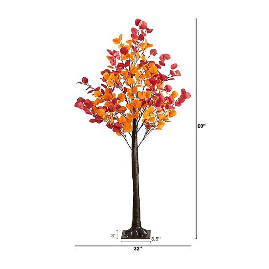 Nearly Natural 5ft Autumn Eucalyptus Lighted Indoor Artificial Tree