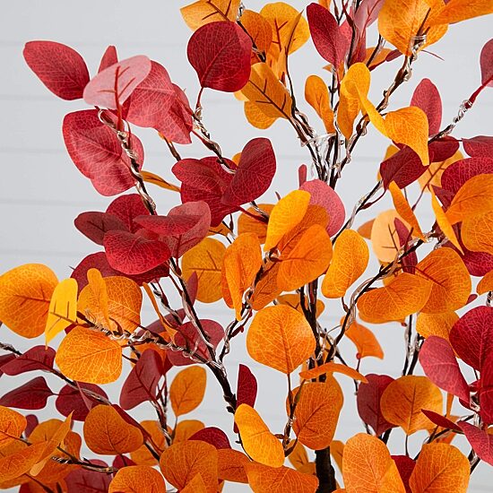 Nearly Natural 5ft Autumn Eucalyptus Lighted Indoor Artificial Tree