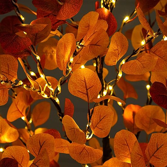 Nearly Natural 5ft Autumn Eucalyptus Lighted Indoor Artificial Tree