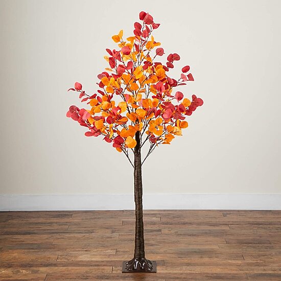 Nearly Natural 5ft Autumn Eucalyptus Lighted Indoor Artificial Tree