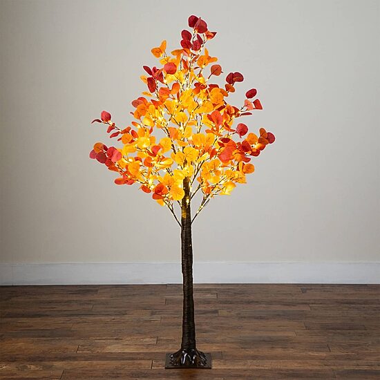 Nearly Natural 5ft Autumn Eucalyptus Lighted Indoor Artificial Tree