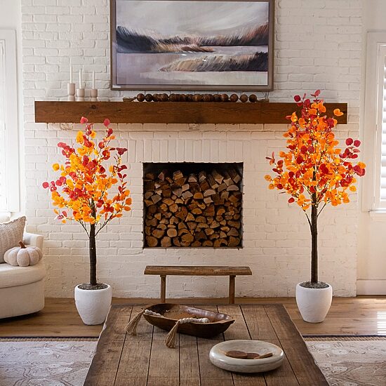Nearly Natural 5ft Autumn Eucalyptus Lighted Indoor Artificial Tree