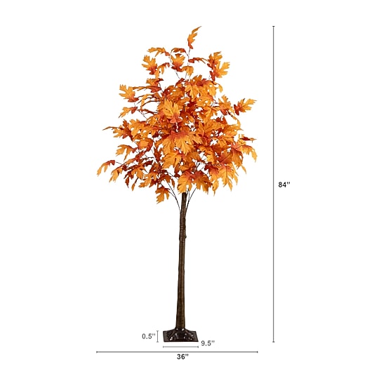 Nearly Natural 7ft Pre-Lit Autumn Maple Fall Lighted Indoor Artificial Tree