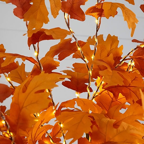Nearly Natural 7ft Pre-Lit Autumn Maple Fall Lighted Indoor Artificial Tree