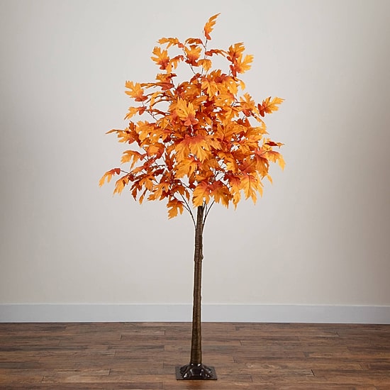 Nearly Natural 7ft Pre-Lit Autumn Maple Fall Lighted Indoor Artificial Tree