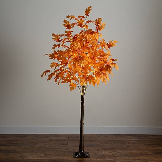 Nearly Natural 7ft Pre-Lit Autumn Maple Fall Lighted Indoor Artificial Tree