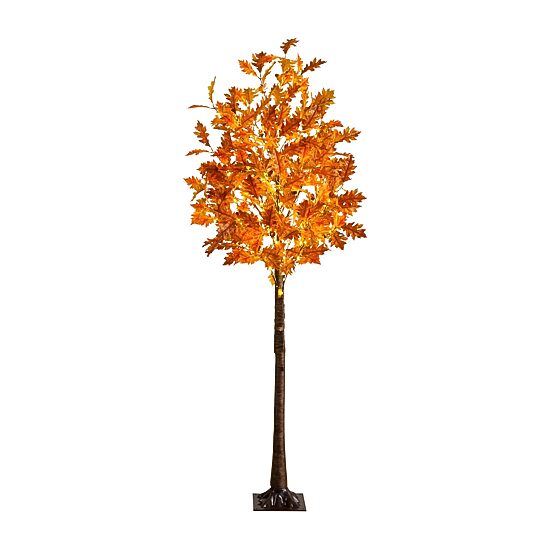 Nearly Natural 6ft Pre-Lit Burnt Orange Autumn Lighted Indoor Artificial Tree