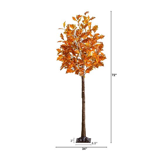 Nearly Natural 6ft Pre-Lit Burnt Orange Autumn Lighted Indoor Artificial Tree