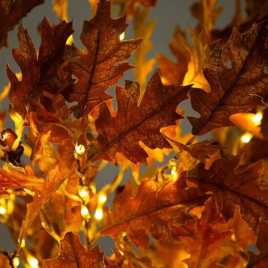 Nearly Natural 6ft Pre-Lit Burnt Orange Autumn Lighted Indoor Artificial Tree