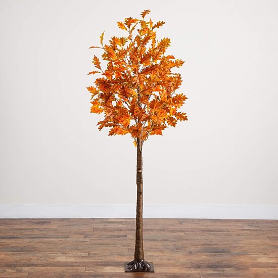 Nearly Natural 6ft Pre-Lit Burnt Orange Autumn Lighted Indoor Artificial Tree