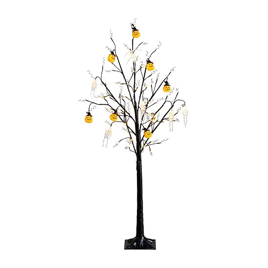 Nearly Natural 5ft Pre-Lit Halloween Pumpkins Lighted Indoor Artificial Tree