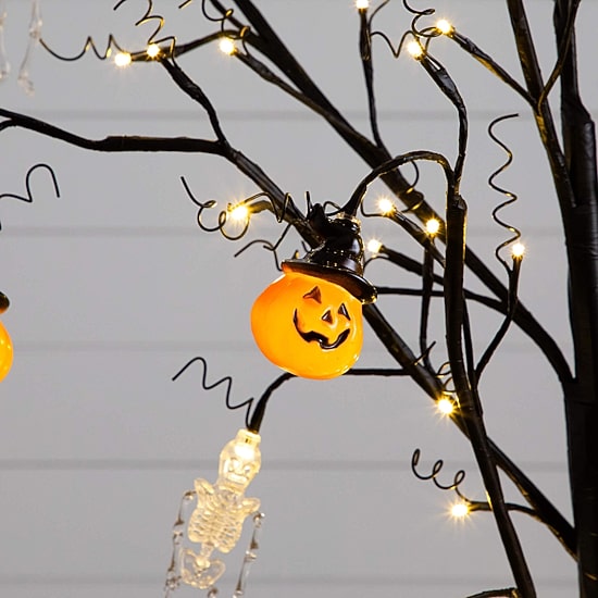Nearly Natural 5ft Pre-Lit Halloween Pumpkins Lighted Indoor Artificial Tree