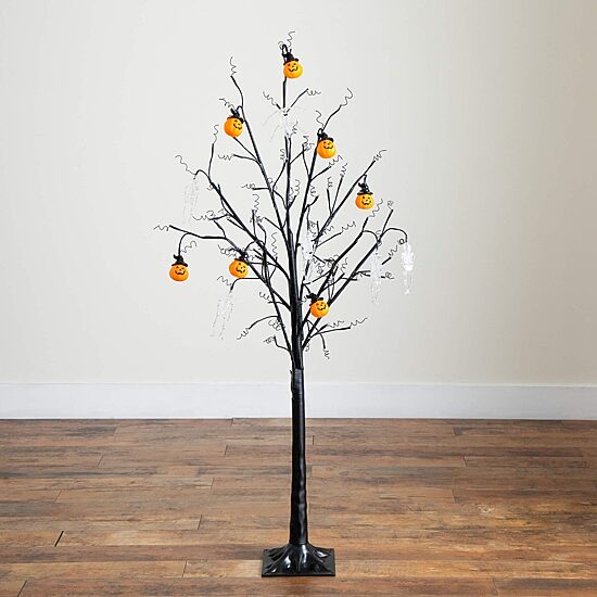 Nearly Natural 5ft Pre-Lit Halloween Pumpkins Lighted Indoor Artificial Tree