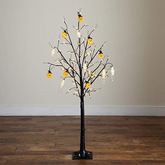 Nearly Natural 5ft Pre-Lit Halloween Pumpkins Lighted Indoor Artificial Tree