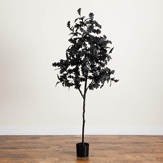 Nearly Natural 6ft Halloween Black Oak Indoor Artificial Tree