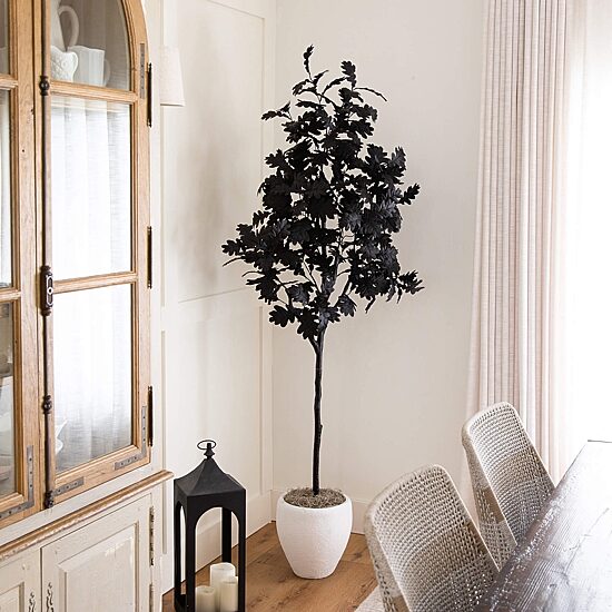 Nearly Natural 6ft Halloween Black Oak Indoor Artificial Tree
