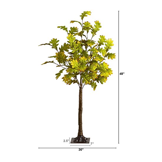 Nearly Natural 4ft Pre-Lit Green Autumn Oak Lighted Indoor Artificial Tree