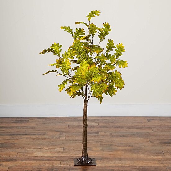 Nearly Natural 4ft Pre-Lit Green Autumn Oak Lighted Indoor Artificial Tree