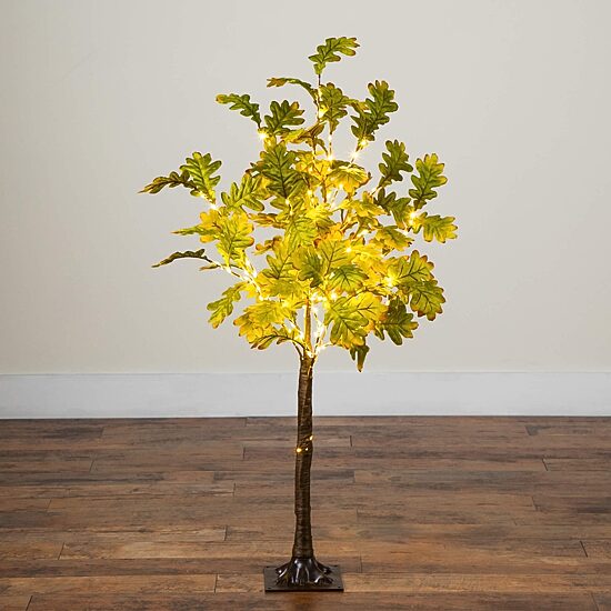 Nearly Natural 4ft Pre-Lit Green Autumn Oak Lighted Indoor Artificial Tree