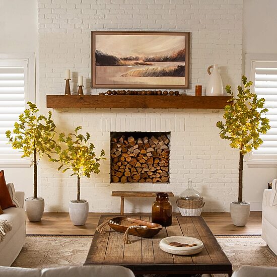 Nearly Natural 4ft Pre-Lit Green Autumn Oak Lighted Indoor Artificial Tree