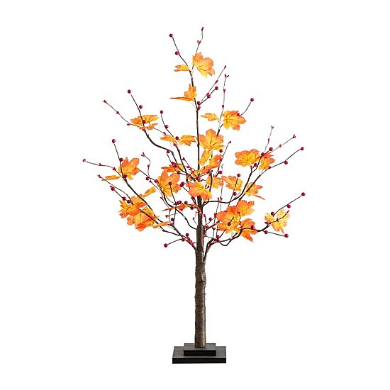 Nearly Natural 3ft Autumn Maple Fall Lighted Indoor Artificial Tree