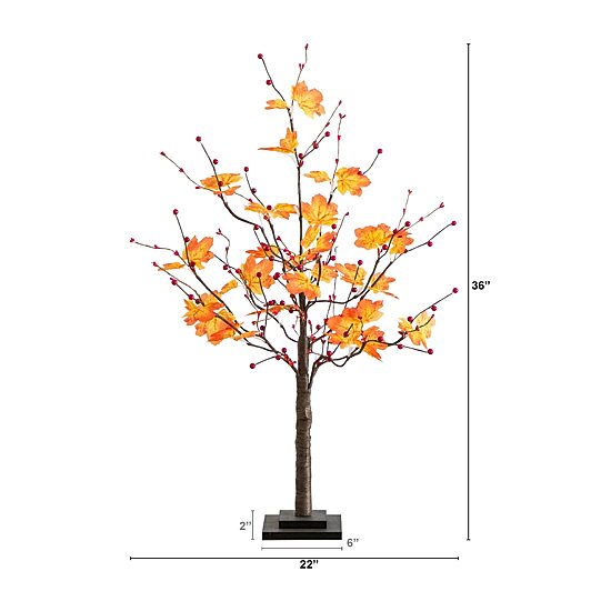 Nearly Natural 3ft Autumn Maple Fall Lighted Indoor Artificial Tree