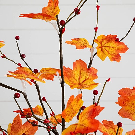 Nearly Natural 3ft Autumn Maple Fall Lighted Indoor Artificial Tree