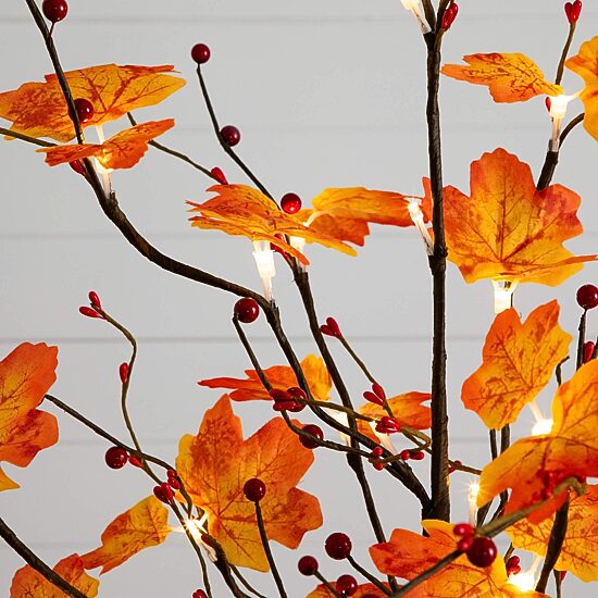 Nearly Natural 3ft Autumn Maple Fall Lighted Indoor Artificial Tree