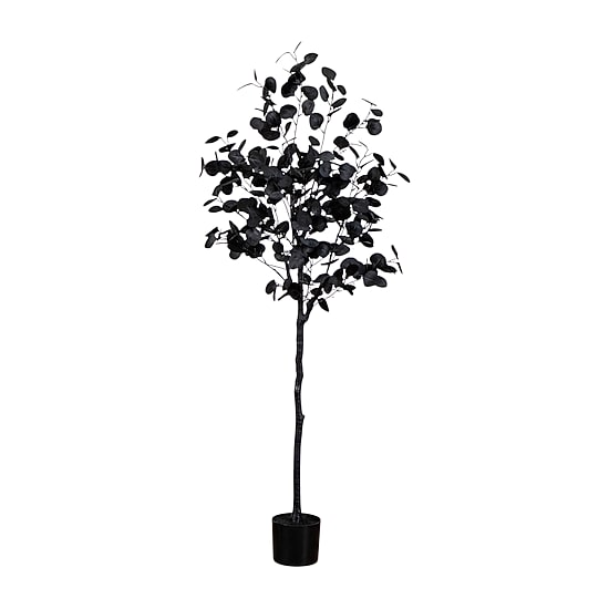 Nearly Natural 5ft Halloween Black Eucalyptus Indoor Artificial Tree