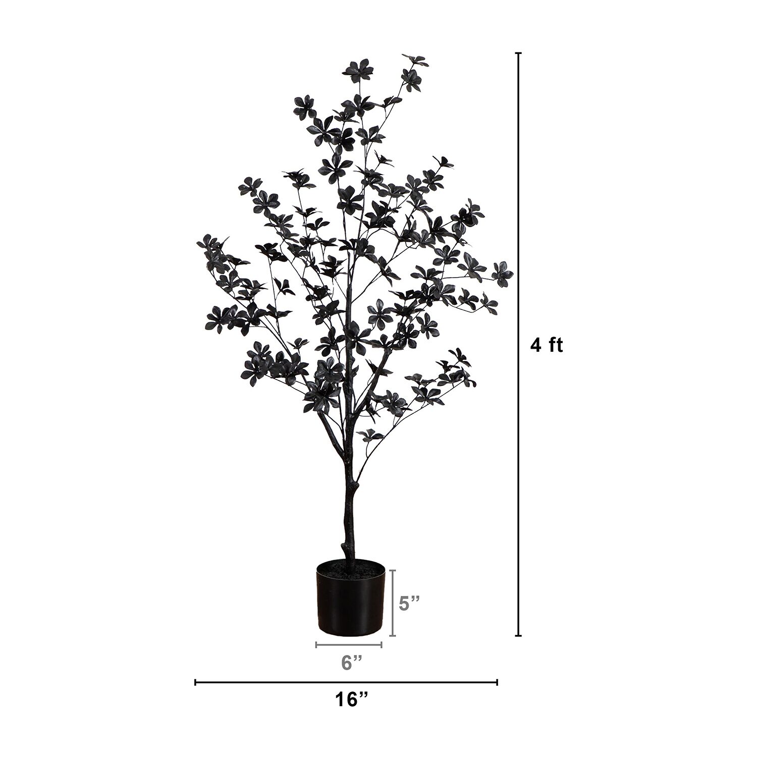 Nearly Natural 4ft Black Enkianthus Indoor Artificial Tree