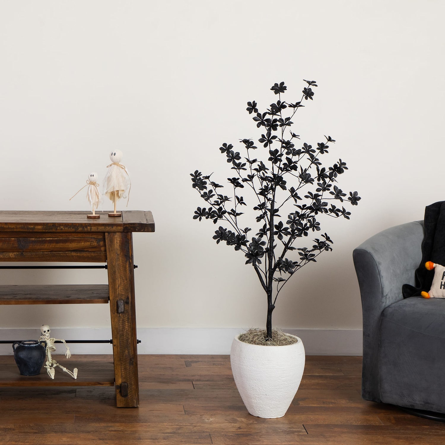 Nearly Natural 4ft Black Enkianthus Indoor Artificial Tree