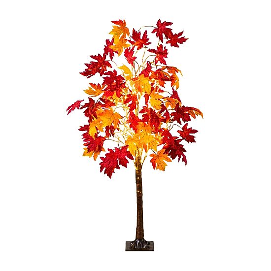 Nearly Natural 5ft Pre-Lit Autumn Weeping Maple Lighted Indoor Artificial Tree