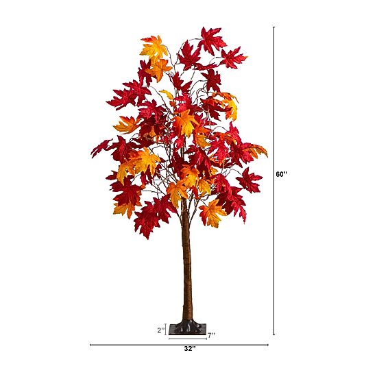 Nearly Natural 5ft Pre-Lit Autumn Weeping Maple Lighted Indoor Artificial Tree