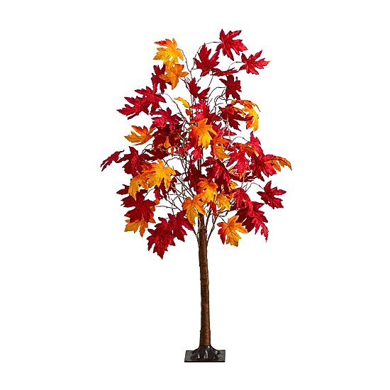 Nearly Natural 5ft Pre-Lit Autumn Weeping Maple Lighted Indoor Artificial Tree