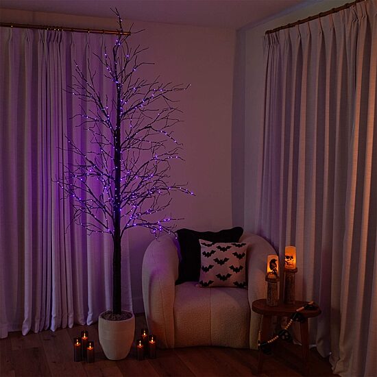 Nearly Natural 8ft Pre-Lit Halloween Twig Lighted Indoor Artificial Tree
