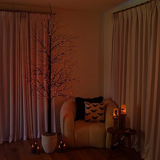 Nearly Natural 8ft Pre-Lit Halloween Twig Lighted Indoor Artificial Tree