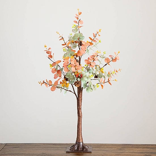 Nearly Natural 3ft Pre-Lit Autumn Eucalyptus Lighted Indoor Artificial Tree