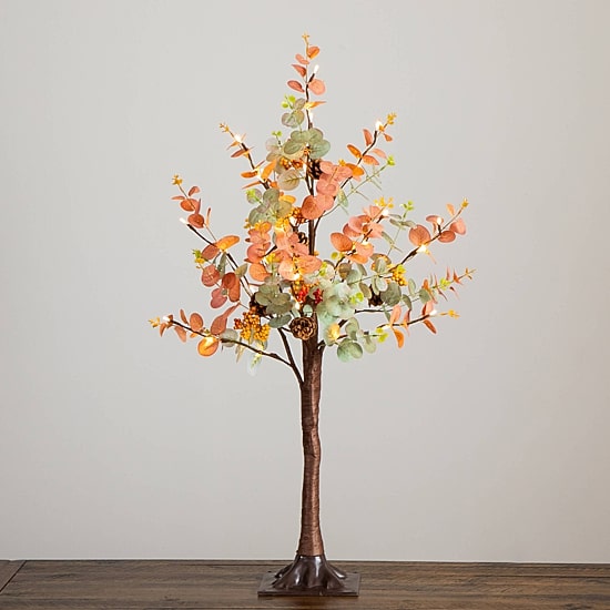 Nearly Natural 3ft Pre-Lit Autumn Eucalyptus Lighted Indoor Artificial Tree