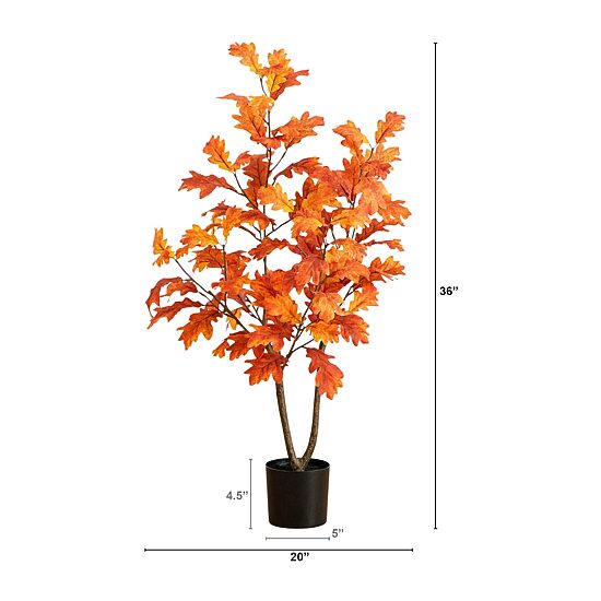Nearly Natural 3ft Autumn Oak Indoor Artificial Tree