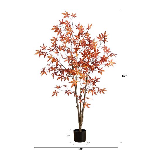 Nearly Natural 5ft Autumn Maple Indoor Artificial Tree
