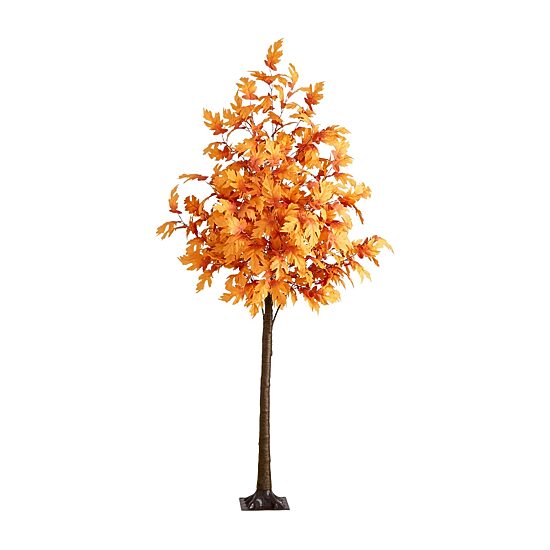 Nearly Natural 8ft Pre-Lit Autumn Maple Lighted Indoor Artificial Tree