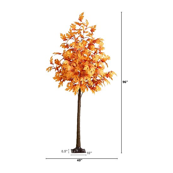 Nearly Natural 8ft Pre-Lit Autumn Maple Lighted Indoor Artificial Tree